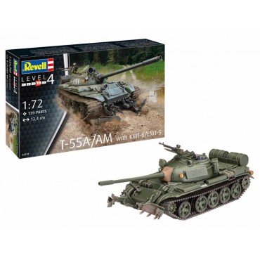 KIT PARA MONTAR REVELL TANQUE DE GUERRA T-55A/AM COM KMT-6 / EMT-5 1/72 139 PEÇAS REV 03328 (NOVIDADE)